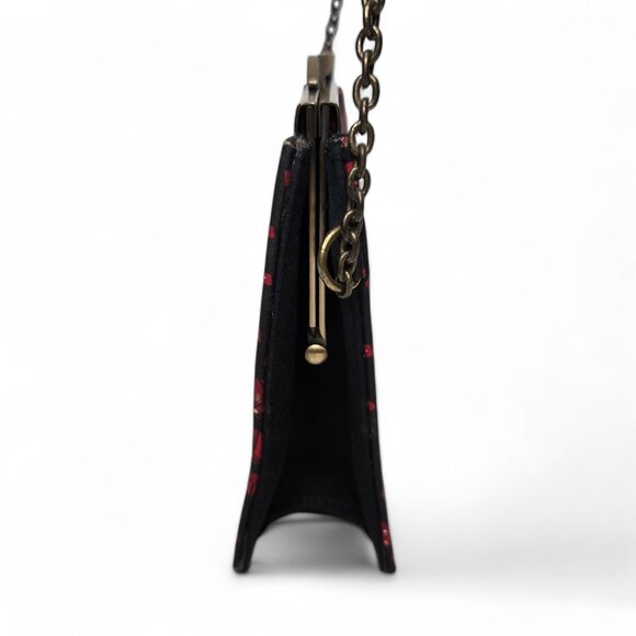 Nicole Miller 100% Silk Mini Chain Strap Purse Women's Dice Graphic Twist Clasp - Picture 3 of 9